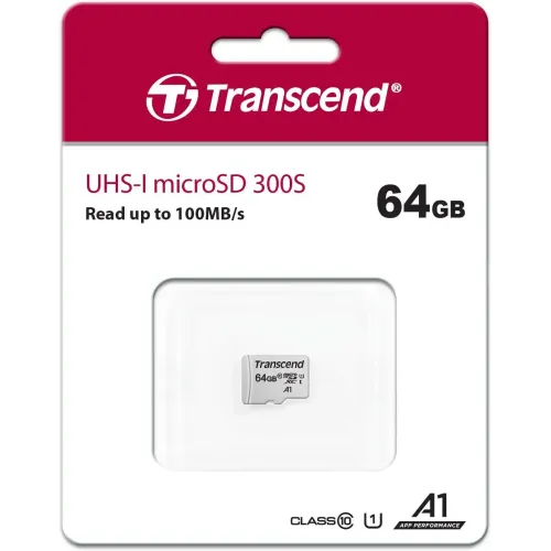 Transcend 64GB MicroSDXC/SDHC 300S Class 10 Memory Card (TS64GUSD300S)
