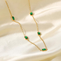 Green Stone 18K Gold-Plated Birthstone Necklace