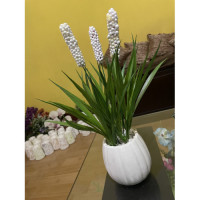 Artificial Plant & Limestone Pot Showpiece