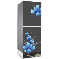 Vison 200L Mirror Blue Flower Glass Door Refrigerator