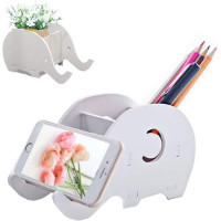 Elephant Wood Pencil Pen Holder