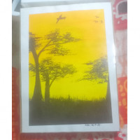 Hand-Painted Sunset Landscape