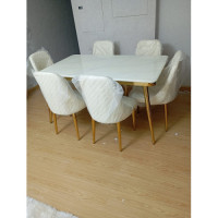 Luxurious Marble Top Style Dining Table Set