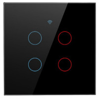 Tuya Wi-Fi + RF 4 Gang Smart Touch Switch Black Color